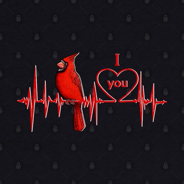 Red Cardinal heartbeat I love yuo by Artardishop